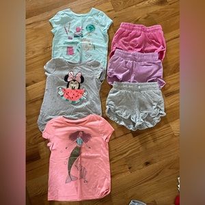 3 girls size 7 shirts and 3 size 7 shorts